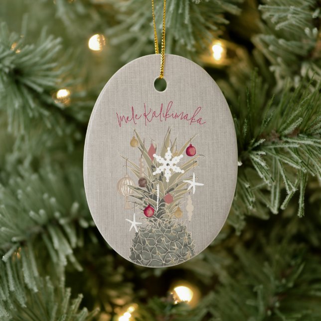 Ornamento De Cerâmica Mele Kalikimaka Pine, Natal Personalizado (Árvore)