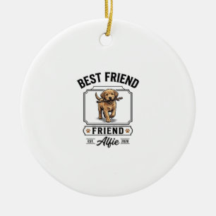 Ornamento De Cerâmica Melhor Amigo Alfie Design Vintage Amante de Cães_1