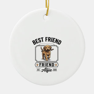 Ornamento De Cerâmica Melhor Amigo Alfie Design Vintage Amante de Cães_1