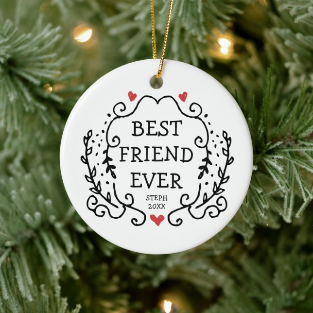 Ornamento De Cerâmica Melhor Amigo Nunca Personalizado Bestis BFF Keepsa (Árvore)
