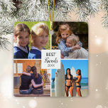 Ornamento De Cerâmica Melhor Amigos 4 Foto Collage Bestie<br><div class="desc">O presente perfeito para a sua longa amizade com o seu BFF. Adicione até 4 fotos e data a este Enfeites de natal cerâmico. As modelos fornecidas incluem a colagem de fotos e uma data que você pode personalizar. Para os amigos, bff'a e amigos vivos dão o presente que eles...</div>
