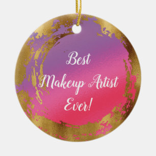Ornamento De Cerâmica Melhor Artista de Makeup Ever Girly Chic Rosa Dour