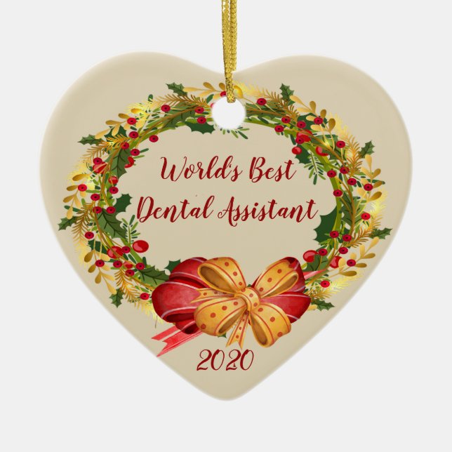 Ornamento De Cerâmica Melhor Assistente de Dentagem Antiquado Natal (Frente)