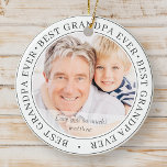 Ornamento De Cerâmica Melhor Avô Alguma Vez Moderna Foto Clássica<br><div class="desc">Este design simples e clássico é composto por tipografia serif e adiciona uma foto personalizada. "Melhor Avô Nunca" circula a foto do seu avô,  grampa,  avô,  lolo etc</div>