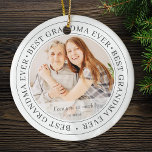 Ornamento De Cerâmica Melhor Avó Alguma Vez Moderna Foto Clássica<br><div class="desc">Este design simples e clássico é composto por tipografia serif e adiciona uma foto personalizada. "Melhor Avó Nunca" circula a foto de sua avó,  avó,  avó,  vovó,  mee-maw,  lola etc</div>