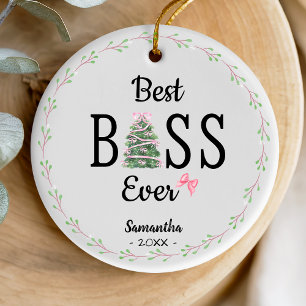 Ornamento De Cerâmica Melhor chefe de todos os tempos coroa de Natal árv