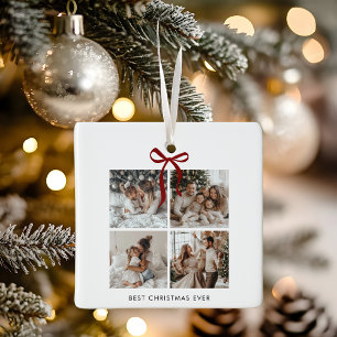 Ornamento De Cerâmica Melhor Colagem de Fotos do Natal Presente da fam