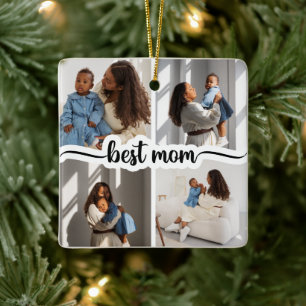Ornamento De Cerâmica Melhor Colagem de Fotos Personalizada da Mãe 4