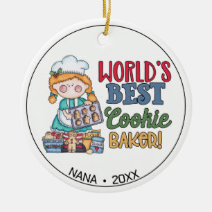 Ornamento De Cerâmica Melhor Cookie Baker do Mundo Personalizado