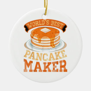 Ornamento De Cerâmica Melhor Criador de Pancake do Mundo - Criador Engra