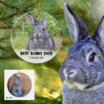 Ornamento De Cerâmica MELHOR Foto do coelho BUNNY NUNCA Personalizada<br><div class="desc">Mostre duas fotos do MELHOR NUNY EVER e personalizado na frente com o nome de seu coelho (adicione o ano se desejar). DICA DA FOTO: Para obter resultados mais rápidos/melhores, escolha uma foto com o assunto no meio e/ou pré-recorte da imagem em forma quadrada ANTES de carregar e ela preencherá...</div>