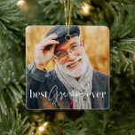 Ornamento De Cerâmica Melhor Grampa já Foto Elegante Simples Moderna<br><div class="desc">Esta design simples e moderna é composta por tipografia serif e cursiva e adiciona uma foto personalizada</div>