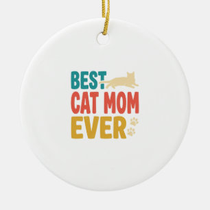 Ornamento De Cerâmica Melhor Mãe de Gato de Todos os Tempos Design de Ga