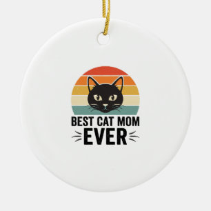 Ornamento De Cerâmica Melhor Mãe de Gato de Todos os Tempos Design Retro