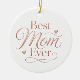 Ornamento De Cerâmica Melhor Mãe de Todos Tipografia Elegante em Rosa Do