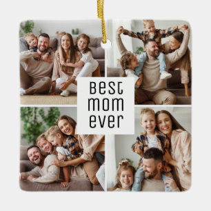 Ornamento De Cerâmica Melhor Mãe do Mundo 5 Colagem de Fotos Dia das Mãe