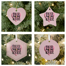 Ornamento De Cerâmica Melhor Mãe Flores E Coração Rosa