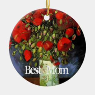 Ornamento De Cerâmica Melhor mãe, vaso com papoulas vermelhas