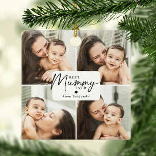 Ornamento De Cerâmica Melhor Mamãe de Sempre 4 Colagem de Fotos Personal