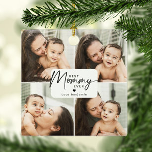 Ornamento De Cerâmica Melhor Mamãe do Mundo 4 Colagem de Fotos Personali