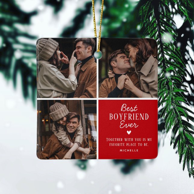 Ornamento De Cerâmica Melhor Namorado de 3 Fotografias (Criador carregado)