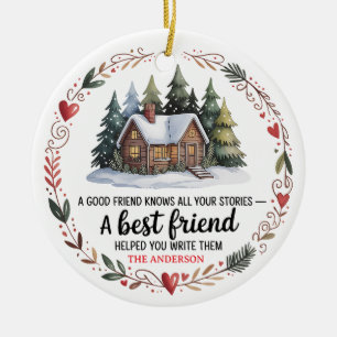 Ornamento De Cerâmica Melhor Natal para Amigos   Feriado Personalizado