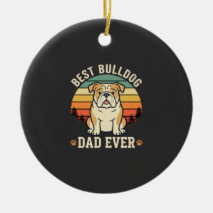 Ornamento De Cerâmica Melhor Pai Bulldog de Todos os Tempos Vetor Retro