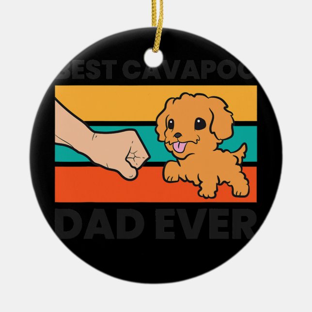 Ornamento De Cerâmica Melhor Pai Cavapoo Nunca Cavoodle Cavapoo (Frente)