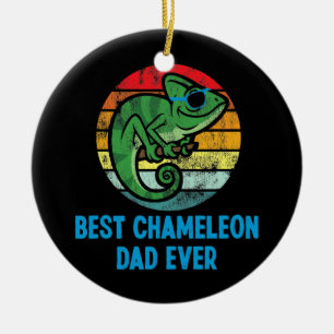 Ornamento De Cerâmica Melhor Pai De Chameleon Nunca Retro Vintage Sunset