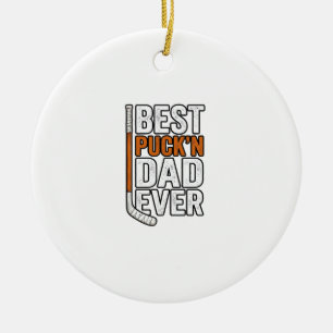 Ornamento De Cerâmica Melhor Pai de Hockey Puck'n Pai de Sempre Vector D