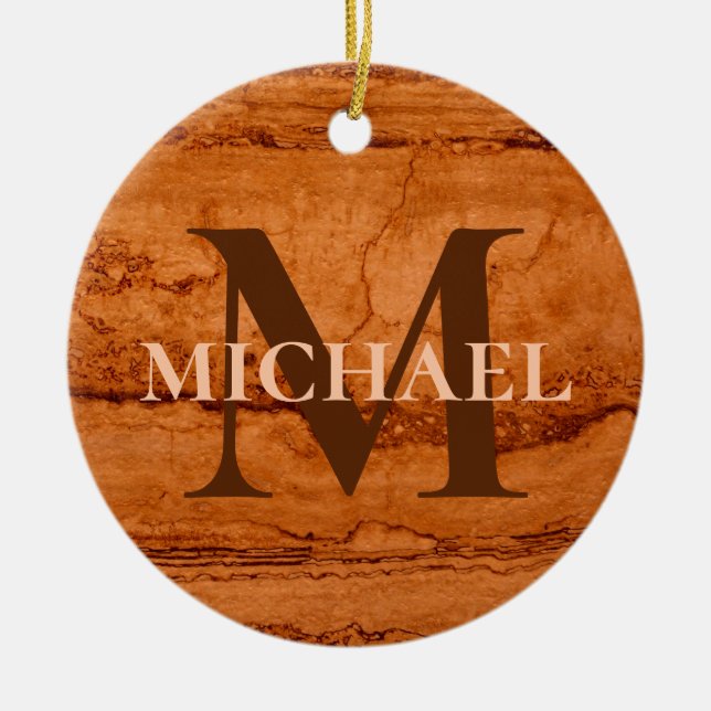 Ornamento De Cerâmica Melhor Pai de sempre, Canyon Granite, dourado âmba (Frente)