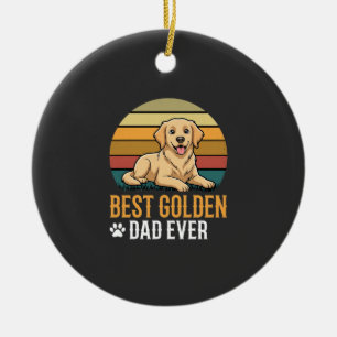Ornamento De Cerâmica Melhor Pai do Golden Retriever de Sempre Retro Cac