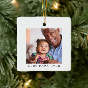 Ornamento De Cerâmica Melhor Papai de Todos Personalizado Foto Natal Sim