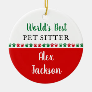 Ornamento De Cerâmica Melhor Pet Sitter Mundos Obrigado Presente de Nata