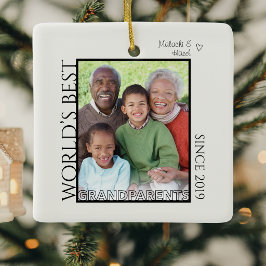Ornamento De Cerâmica Melhor Presente de Natal com Nome para Avós em Fot