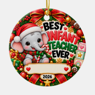 Ornamento De Cerâmica Melhor Professor de Bebês de Sempre Elefante Natal