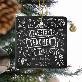 Ornamento De Cerâmica Melhor Professora Divertida No Natal Do Chalk