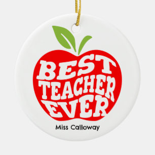 Ornamento De Cerâmica Melhor Professora Personalizada De Sempre