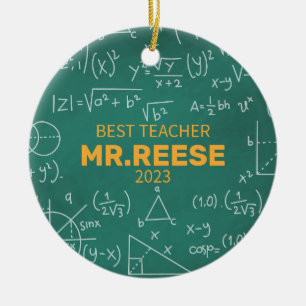 Ornamento De Cerâmica Melhor Professora Personalizada Matemática do Nome