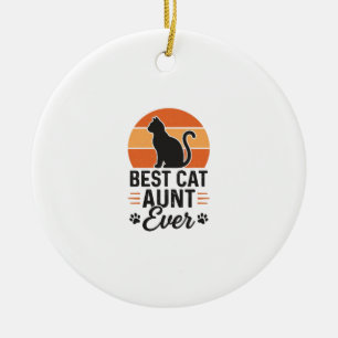 Ornamento De Cerâmica Melhor Tia de Gato de Sempre Design de Camisa de G