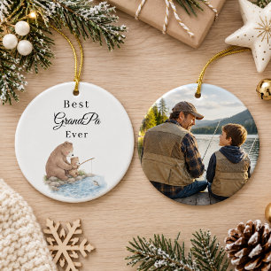 Ornamento De Cerâmica Melhor Urso Avô de Sempre Foto de Pesca