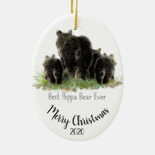Ornamento De Cerâmica Melhor Urso Poppa De Natal Datado E Personalizado