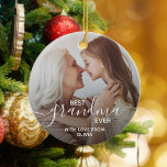 Ornamento De Cerâmica Melhor Vovó já Personalizada Foto<br><div class="desc">Dar à melhor vovó um ornamento personalizado nesta temporada de festas. Crie seu próprio Enfeites de natal personalizado,  incluindo sua própria foto e mensagem.</div>