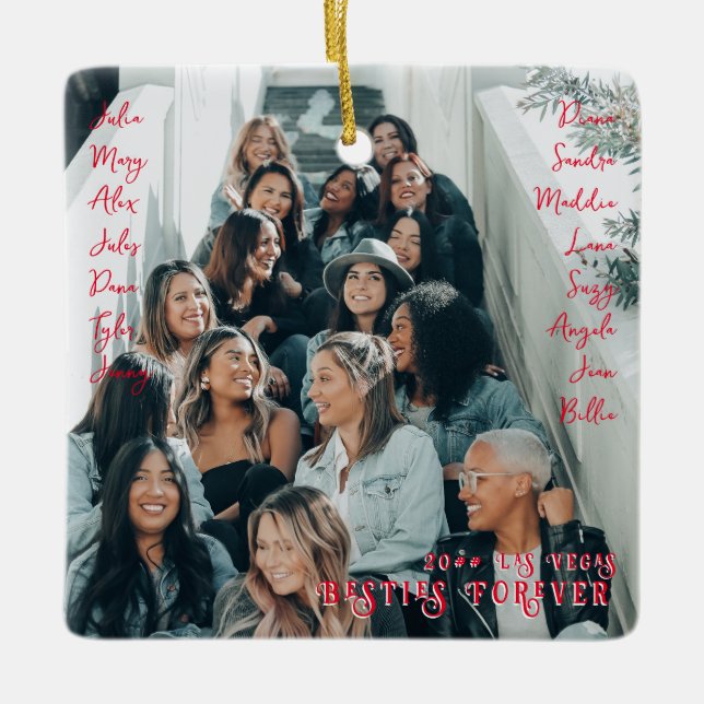 Ornamento De Cerâmica Melhores Amigas Para Sempre Viagem das Meninas Nom (Frente)