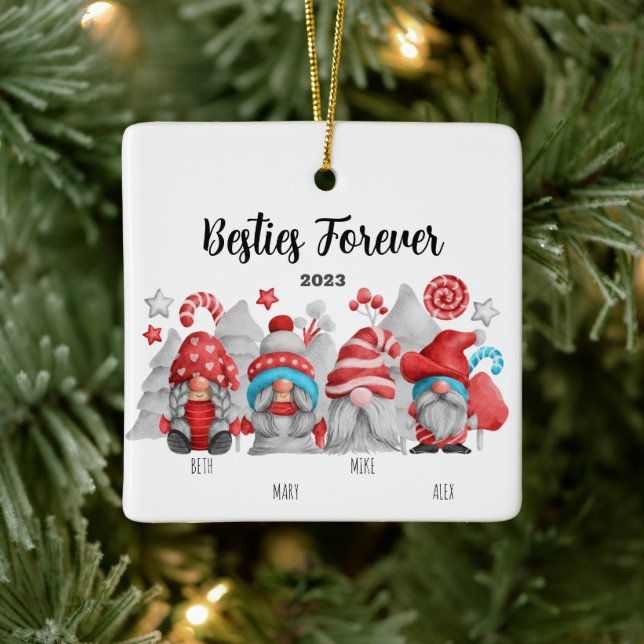 Ornamento De Cerâmica Melhores Amigos Mulheres e Gnomos Males (Árvore)