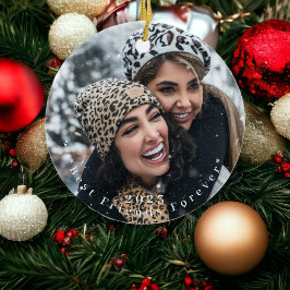 Ornamento De Cerâmica Melhores Amigos para o Ano de Foto de Natal