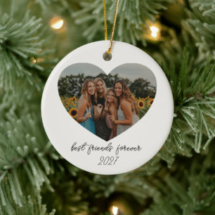 Ornamento De Cerâmica Melhores Amigos Para Sempre BFF Foto Personalizada