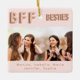 Ornamento De Cerâmica Melhores amigos para sempre foto rosa Gold besties