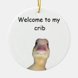 Ornamento De Cerâmica Meme de Pato Engraçado – “Bem-vindo ao Meu Quarto”
