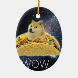 Ornamento De Cerâmica meme do taco espacial doge